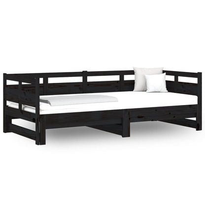 Pull-out Day Bed | Black | Solid pine wood | Double size
