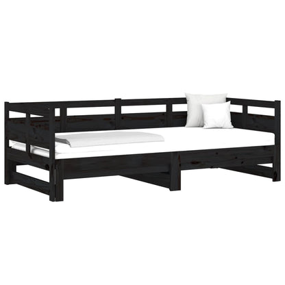 Pull-out Day Bed | Black | Solid pine wood | Double size