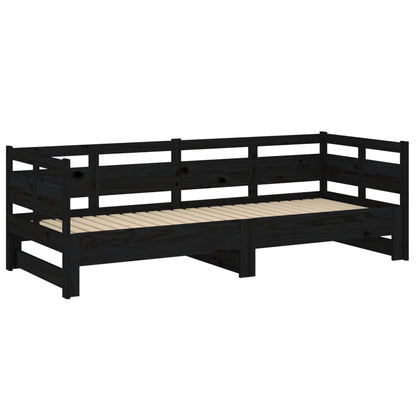 Pull-out Day Bed | Black | Solid pine wood | Double size