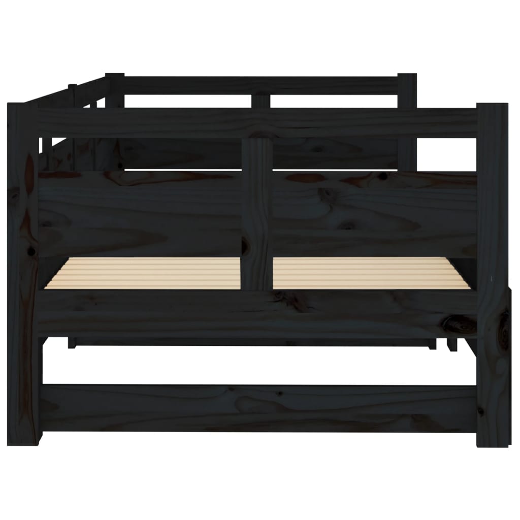 Pull-out Day Bed | Black | Solid pine wood | Double size