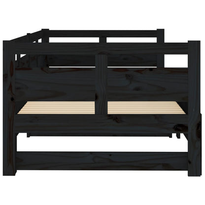 Pull-out Day Bed | Black | Solid pine wood | Double size