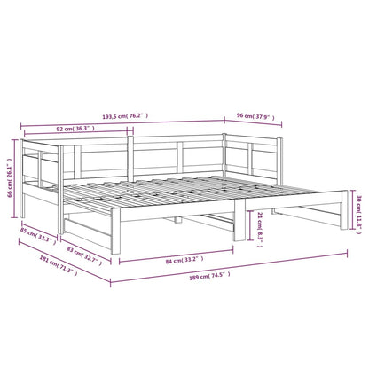 Pull-out Day Bed | Black | Solid pine wood | Double size