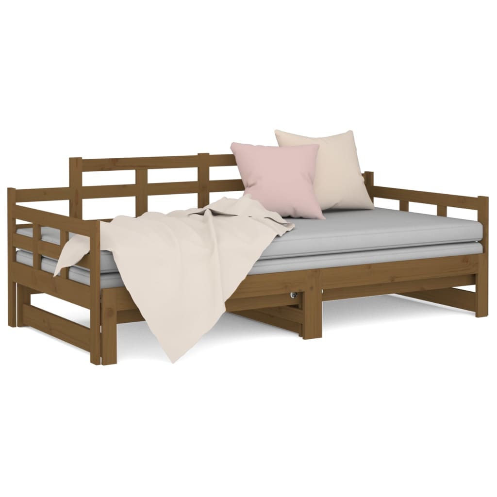 Pull-out Day Bed without Mattress Honey Brown 2x(90x190) cm