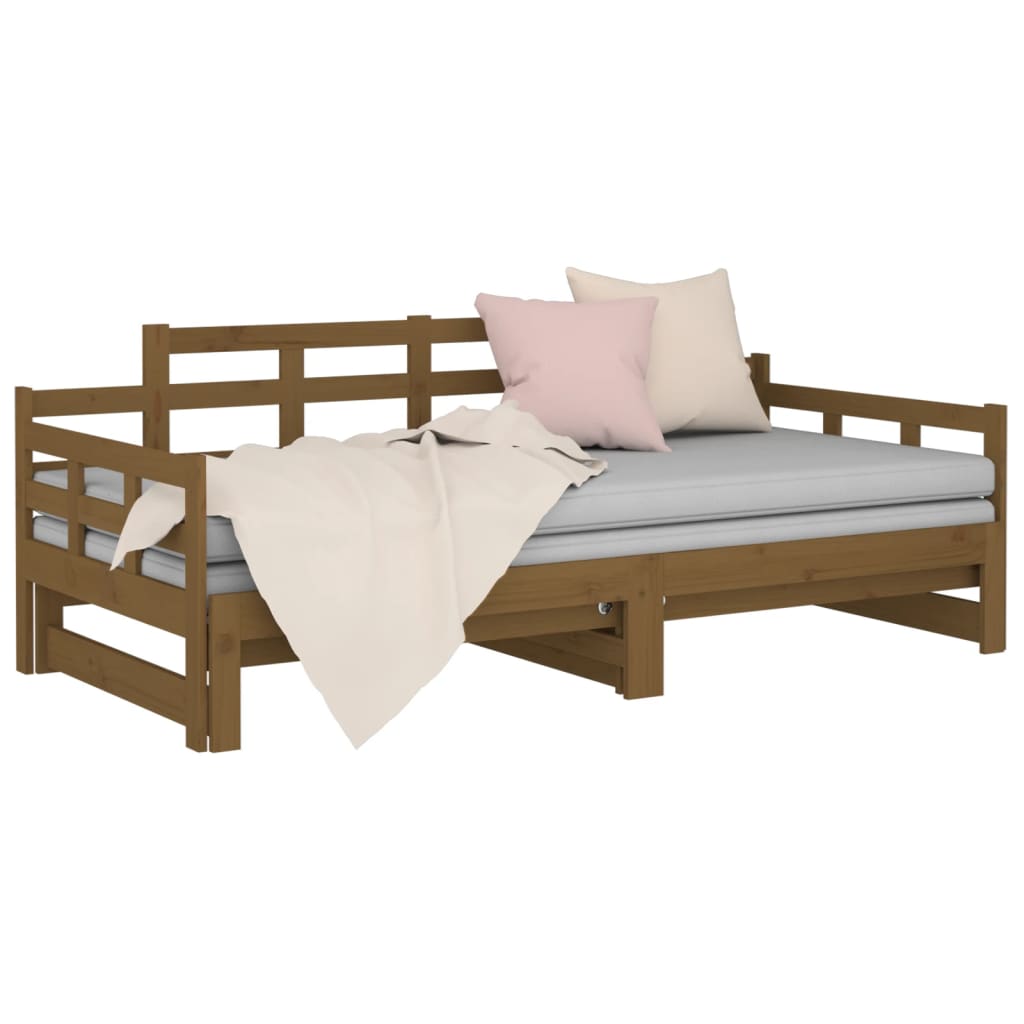 Pull-out Day Bed without Mattress Honey Brown 2x(90x190) cm