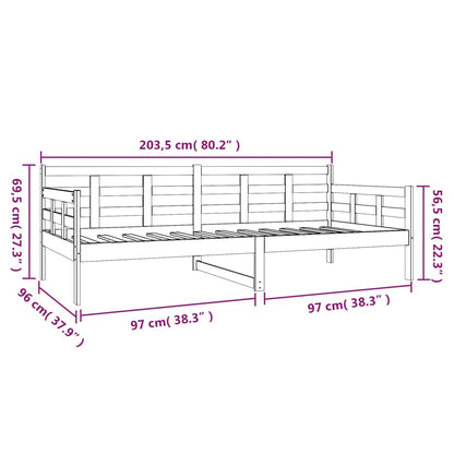 Day Bed without Mattress White Solid Wood Pine 90x200 cm