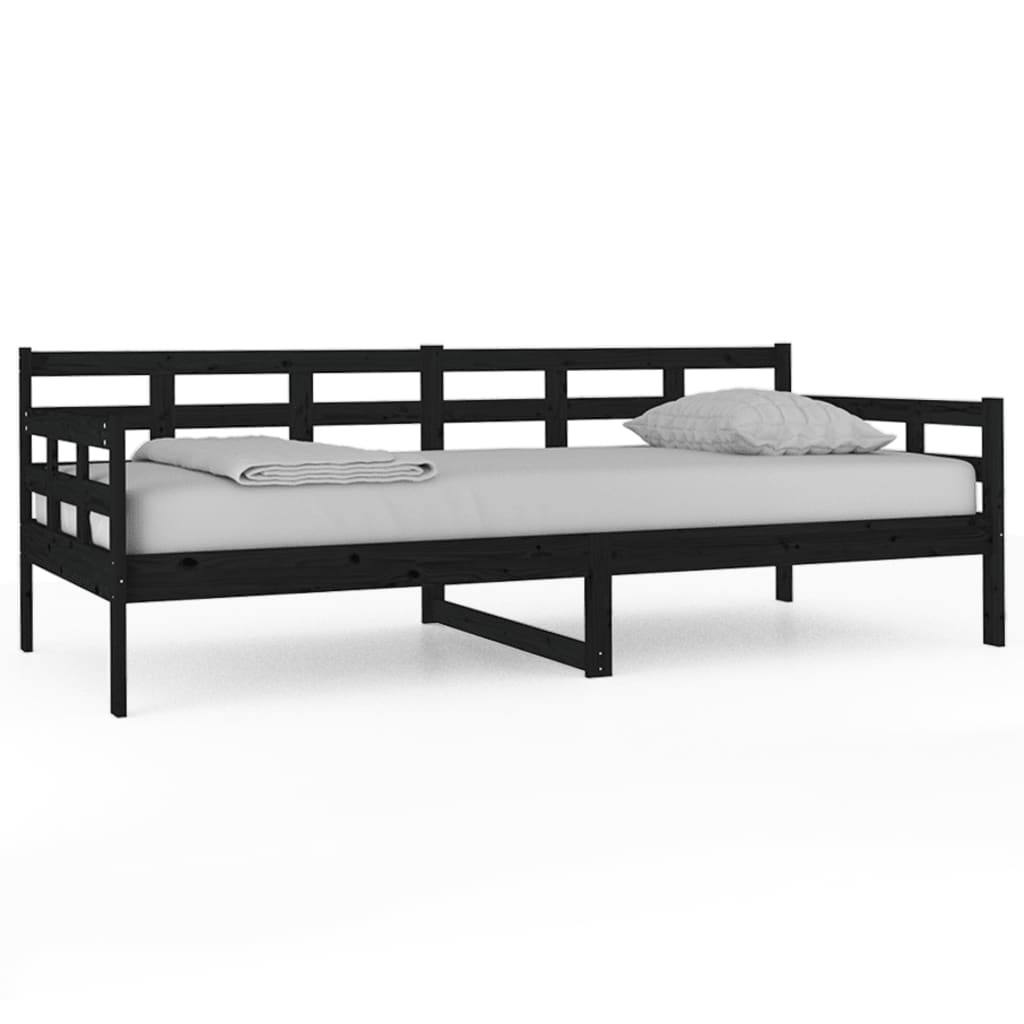 Day Bed | Black | Solid Pine Wood | Single |  Convertible