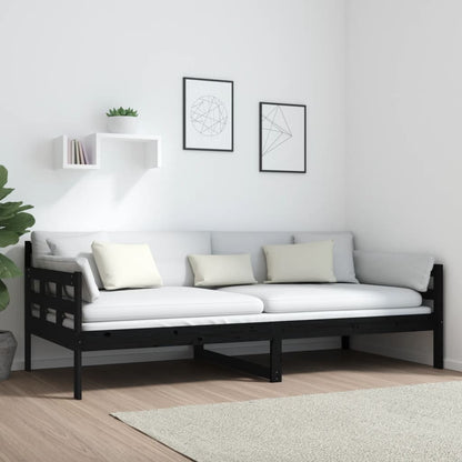 Day Bed | Black | Solid Pine Wood | Single |  Convertible