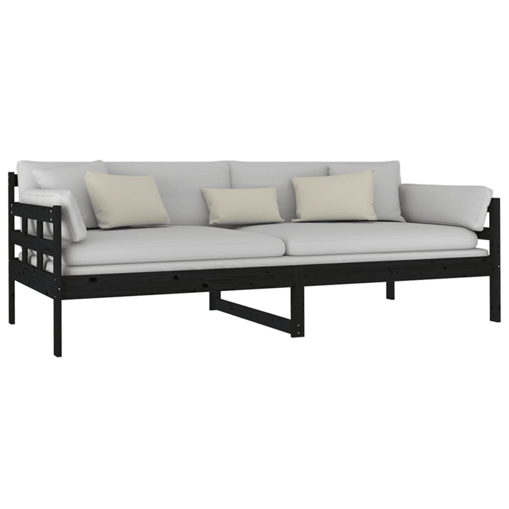 Day Bed | Black | Solid Pine Wood | Single |  Convertible