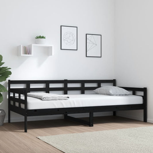 Day Bed | Black | Solid Pine Wood | Single |  Convertible