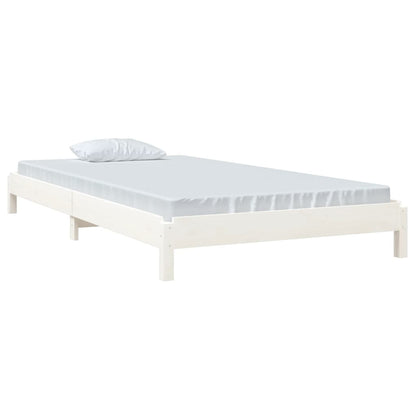 Stack Bed without Mattress White 100x200 cm Solid Wood Pine