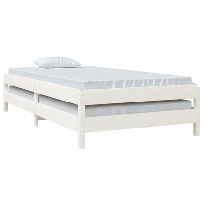 Stack Bed without Mattress White 100x200 cm Solid Wood Pine