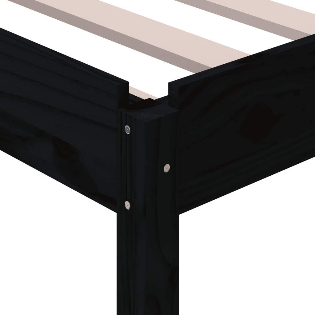 Stack Bed without Mattress Black 90x200 cm Solid Wood Pine