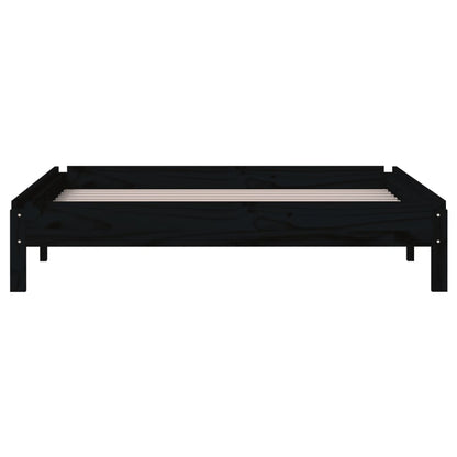 Stack Bed without Mattress Black 80x200 cm Solid Wood Pine