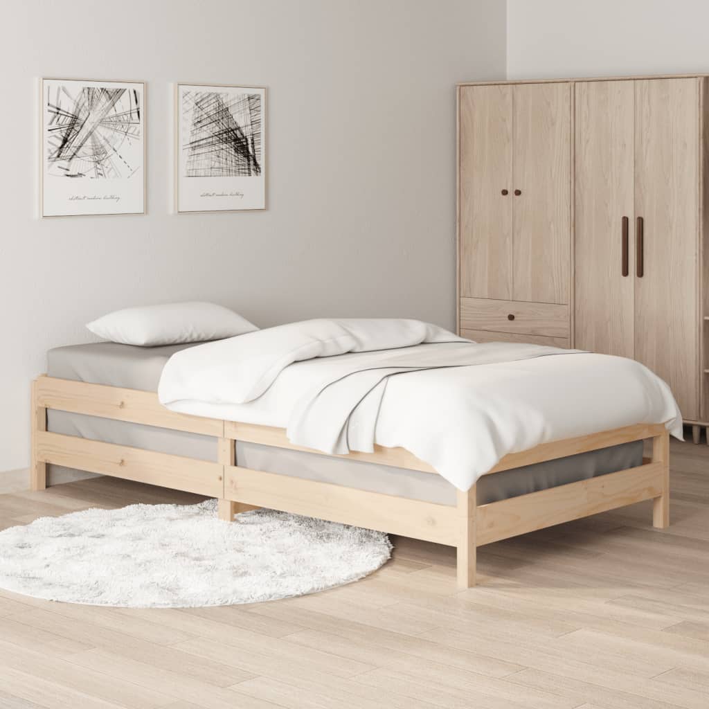 Stack Bed without Mattress 90x190 cm Single Solid Wood Pine
