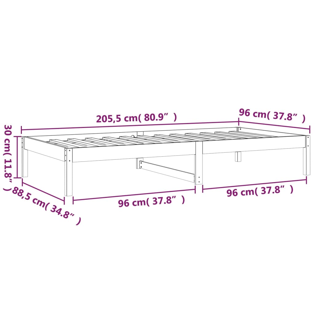 Day Bed | White | Solid pine wood | Small