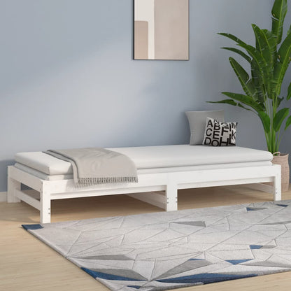 Day Bed | White | Solid pinewood | Double | Expandable | Day Bed