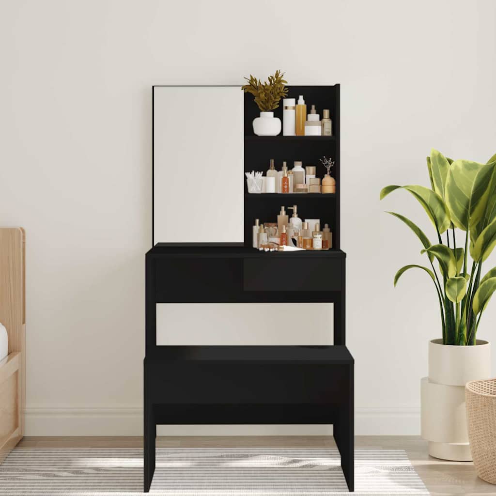 Dressing Table with Mirror Black 74,5x40x141 cm