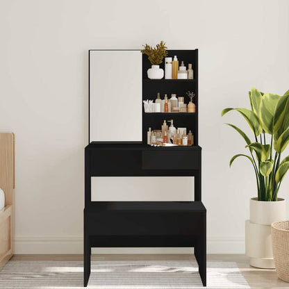 Dressing Table with Mirror Black 74,5x40x141 cm