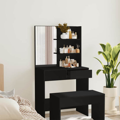 Dressing Table with Mirror Black 74,5x40x141 cm