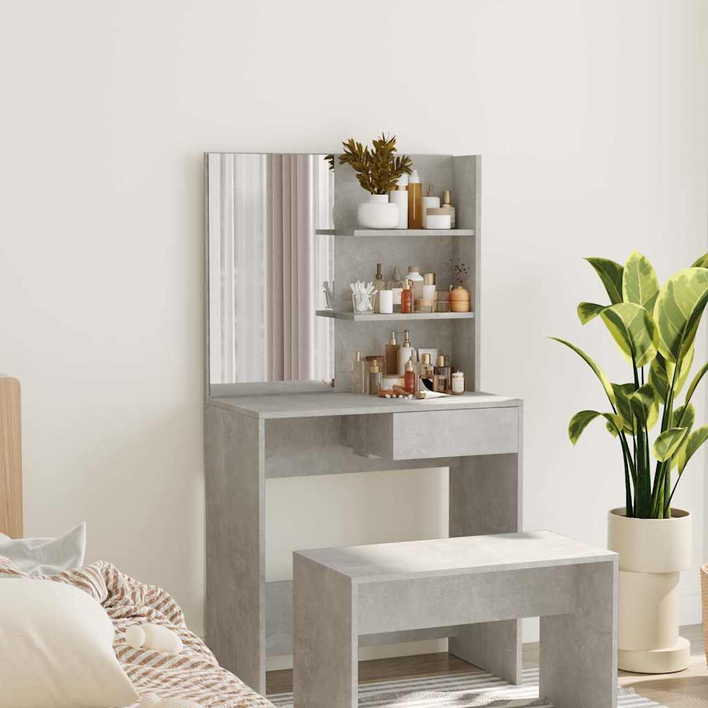 Dressing Table with Mirror Concrete Grey 74,5x40x141 cm
