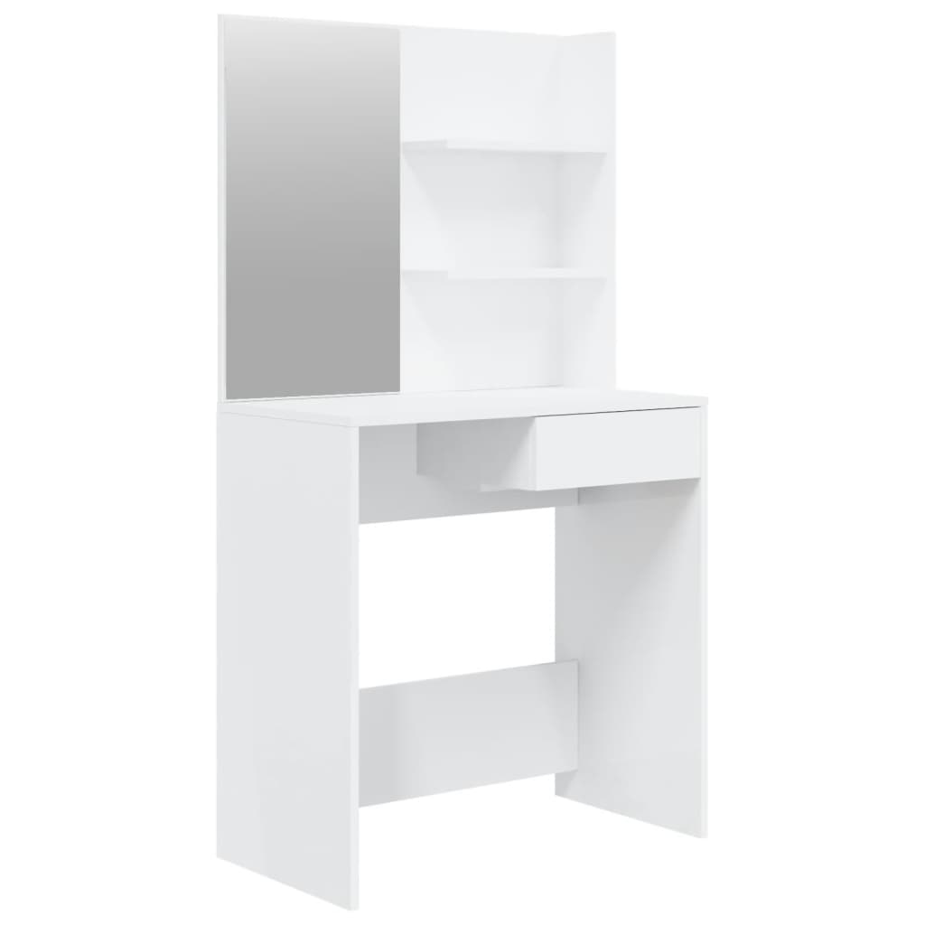 Dressing Table with Mirror High Gloss White 74.5x40x141 cm