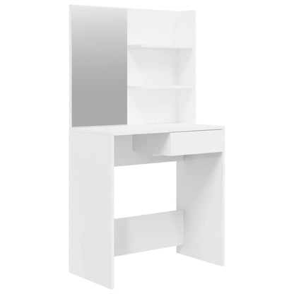 Dressing Table with Mirror High Gloss White 74.5x40x141 cm