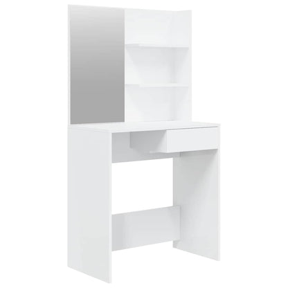 Dressing Table with Mirror High Gloss White 74,5x40x141 cm