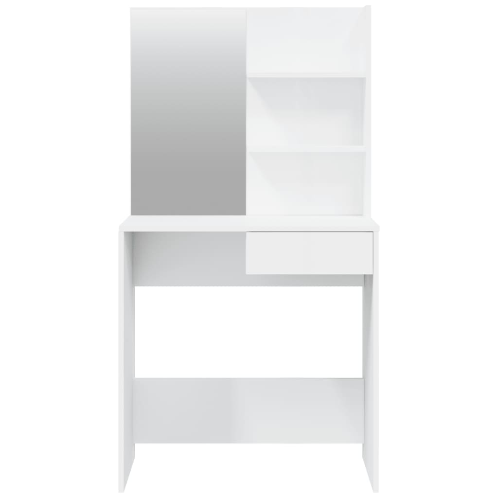 Dressing Table with Mirror High Gloss White 74.5x40x141 cm