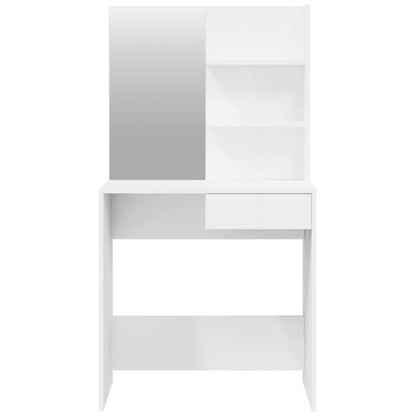 Dressing Table with Mirror High Gloss White 74.5x40x141 cm