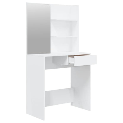 Dressing Table with Mirror High Gloss White 74.5x40x141 cm