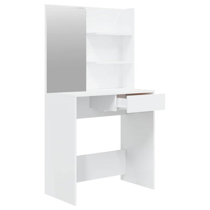 Dressing Table with Mirror High Gloss White 74,5x40x141 cm