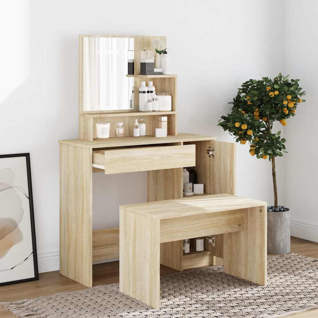 Dressing Table with Mirror Sonoma Oak 86,5x35x136 cm