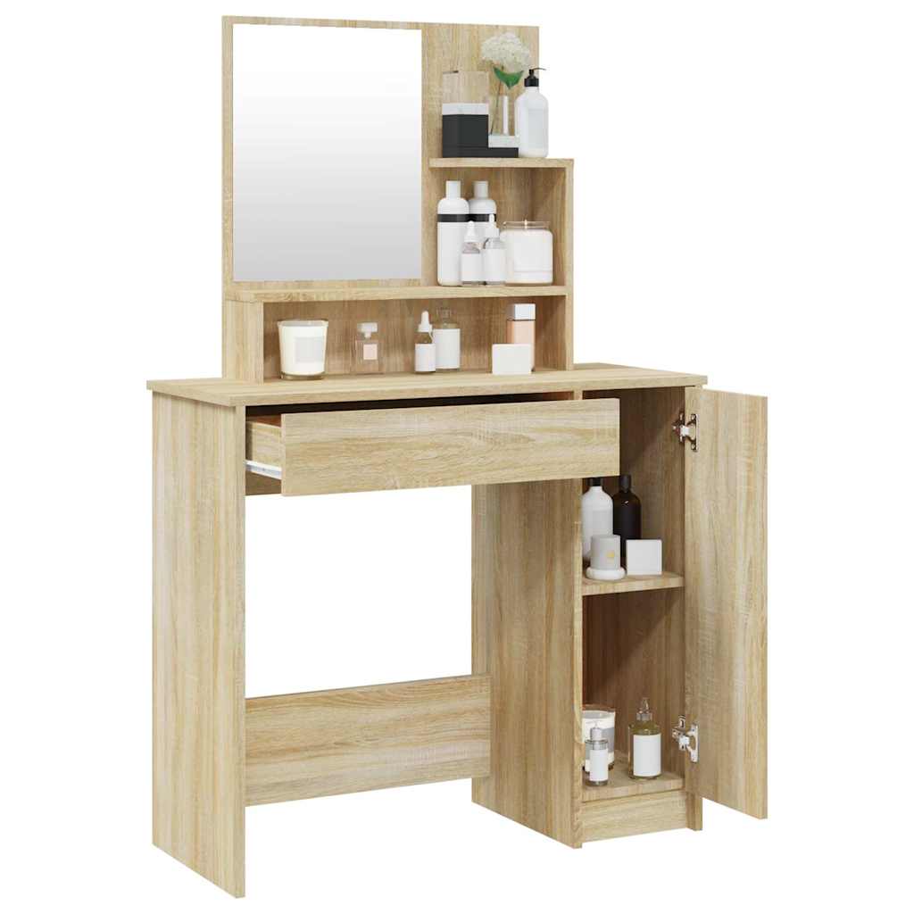 Dressing Table with Mirror Sonoma Oak 86,5x35x136 cm