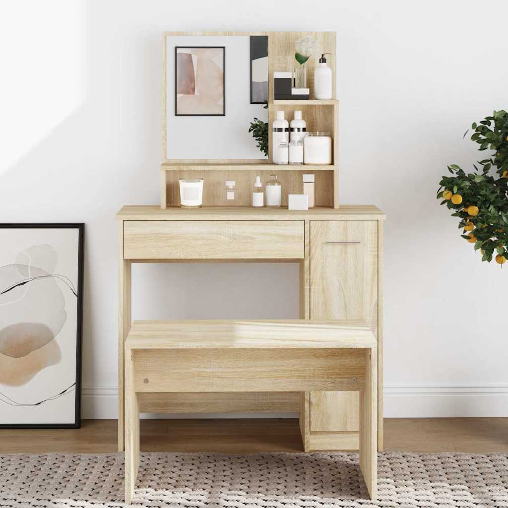 Dressing Table with Mirror Sonoma Oak 86,5x35x136 cm