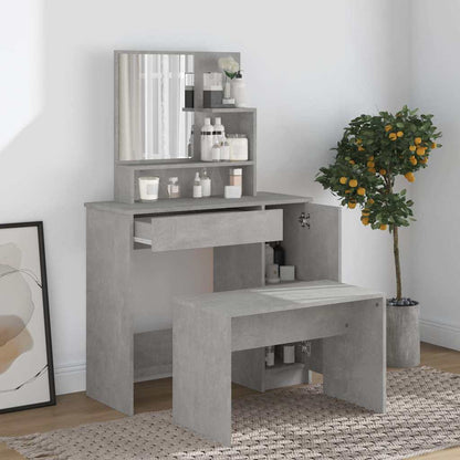 Dressing Table with Mirror Concrete Grey 86,5x35x136 cm