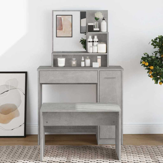 Dressing Table with Mirror Concrete Grey 86,5x35x136 cm
