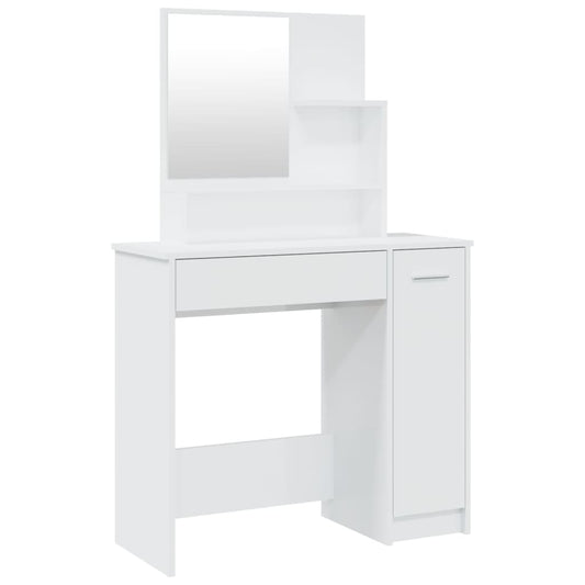 Dressing Table with Mirror High Gloss White 86.5x35x136 cm
