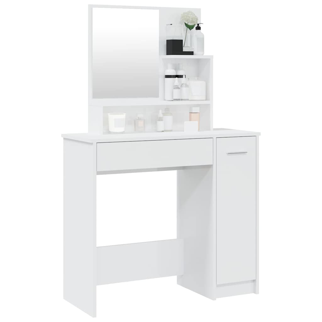 Dressing Table with Mirror High Gloss White 86,5x35x136 cm