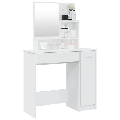 Dressing Table with Mirror High Gloss White 86,5x35x136 cm