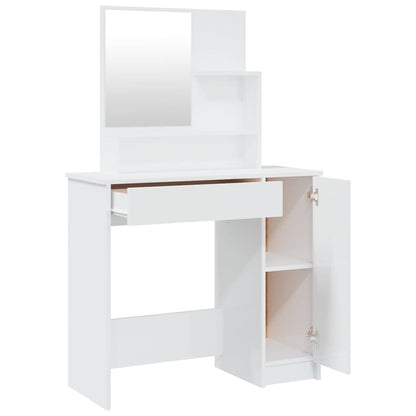 Dressing Table with Mirror High Gloss White 86,5x35x136 cm