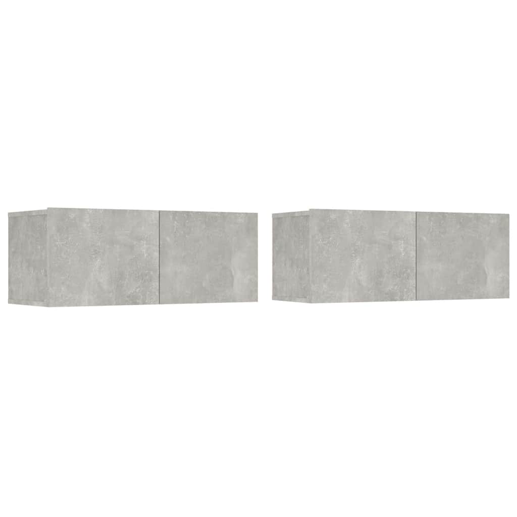 2 Piece TV Cabinet Set Concrete Grey 80x30x30 cm Engineered Wood