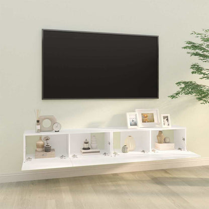 2 Piece Wall-mounted TV Cabinet Set White 100x30x30 cm Engineered Wood
