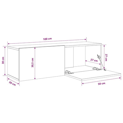 2 Piece Wall-mounted TV Cabinet Set White 100x30x30 cm Engineered Wood