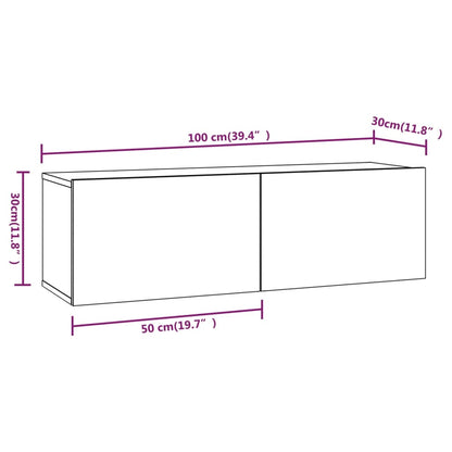 Wall TV Cabinets 2 pcs Sonoma Oak 100x30x30 cm Engineered Wood