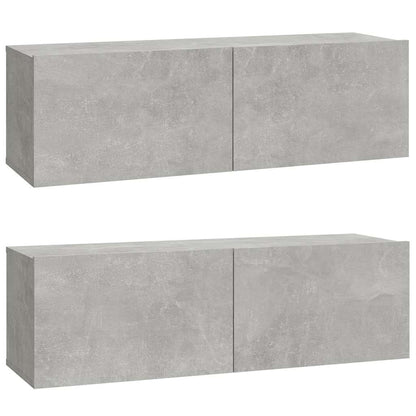 804548 vidaXL 2 Piece Wall-mounted TV Cabinet Set Concrete Grey 100x30x30 cm Engineered Wood