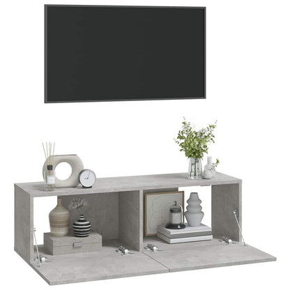 804548 vidaXL 2 Piece Wall-mounted TV Cabinet Set Concrete Grey 100x30x30 cm Engineered Wood