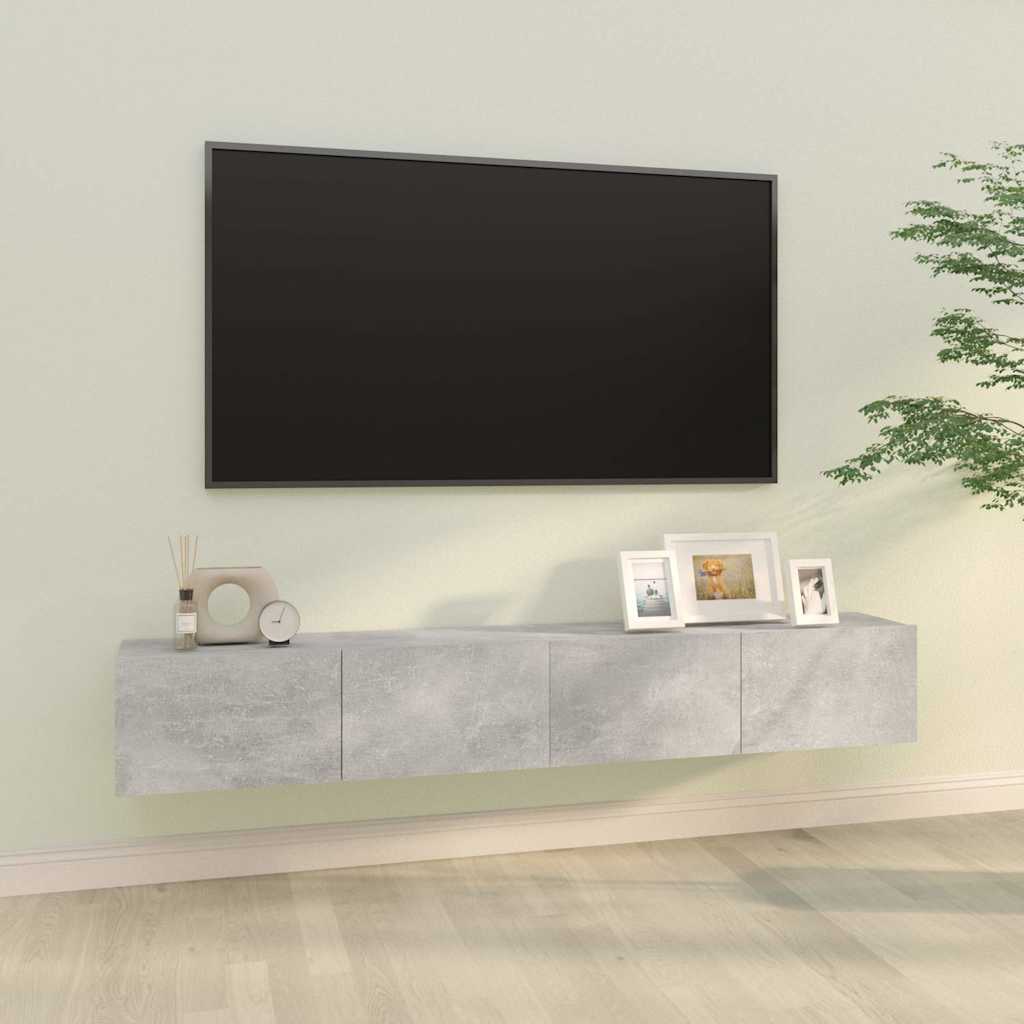 804548 vidaXL 2 Piece Wall-mounted TV Cabinet Set Concrete Grey 100x30x30 cm Engineered Wood