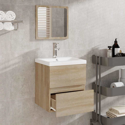 Bathroom Cabinet with Mirror Sonoma Oak Engineered Wood