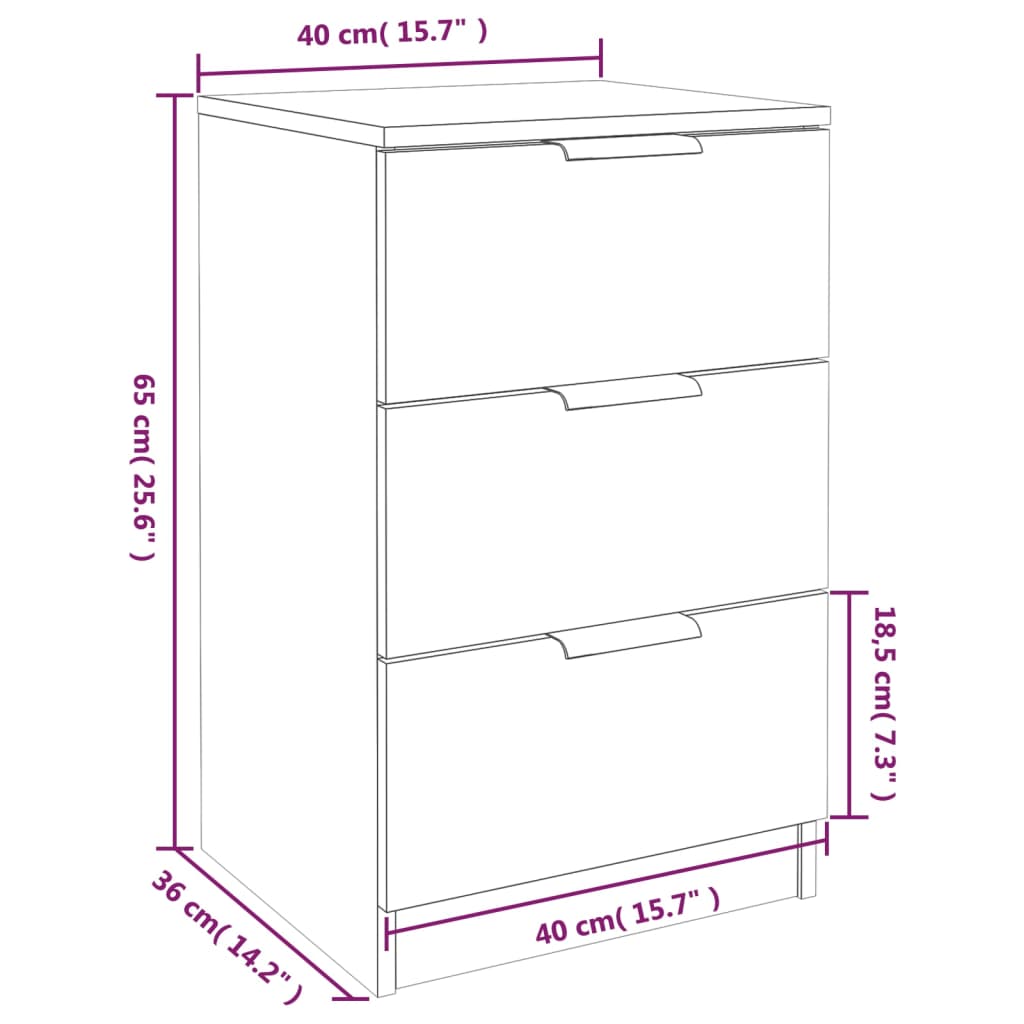 Bedside Cabinet Concrete Grey 40x36x65 cm