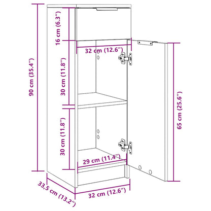 Bathroom Cabinet Concrete Grey 32x34x90 cm Engineered Wood